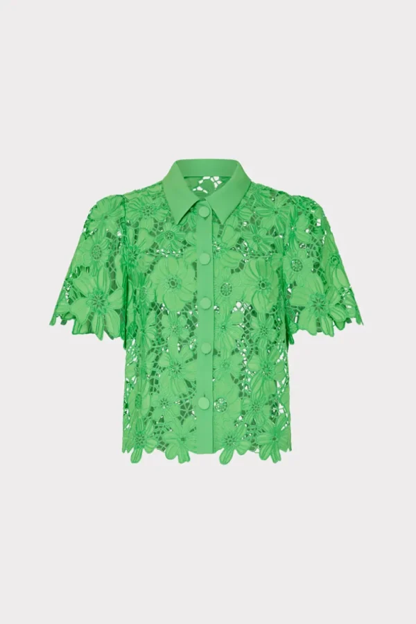 Best Sale MILLY Addison Roja Lace Top Green