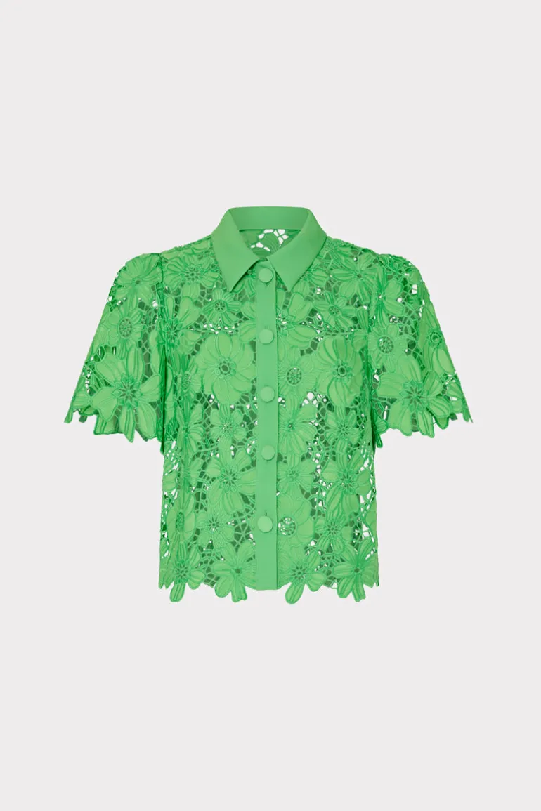 addison_roja_lace_top_0-3.webp Best Sale MILLY Addison Roja Lace Top Green