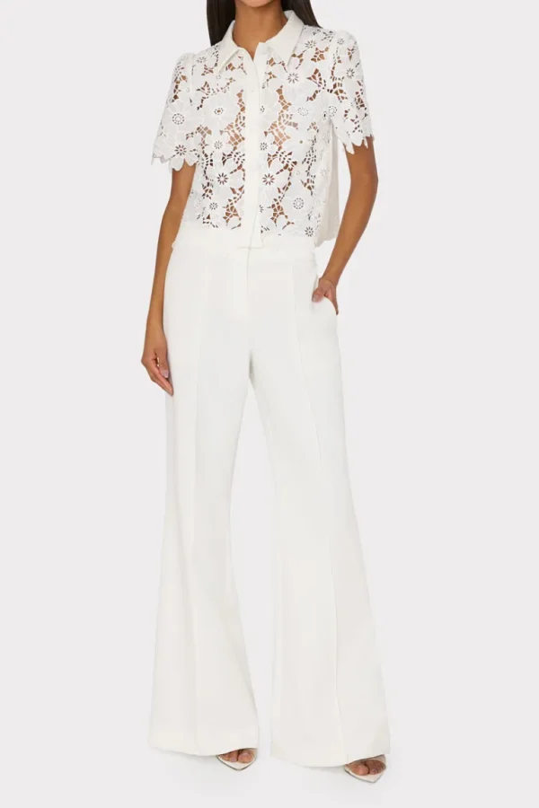 Cheap MILLY Addison Roja Lace Top White