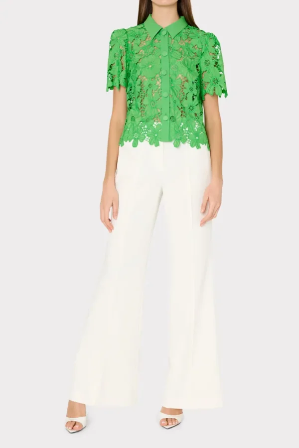 Best Sale MILLY Addison Roja Lace Top Green