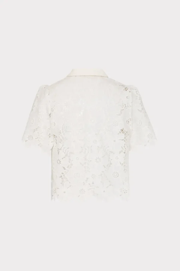 Cheap MILLY Addison Roja Lace Top White