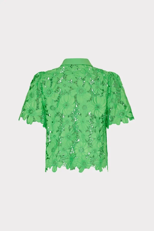 Best Sale MILLY Addison Roja Lace Top Green