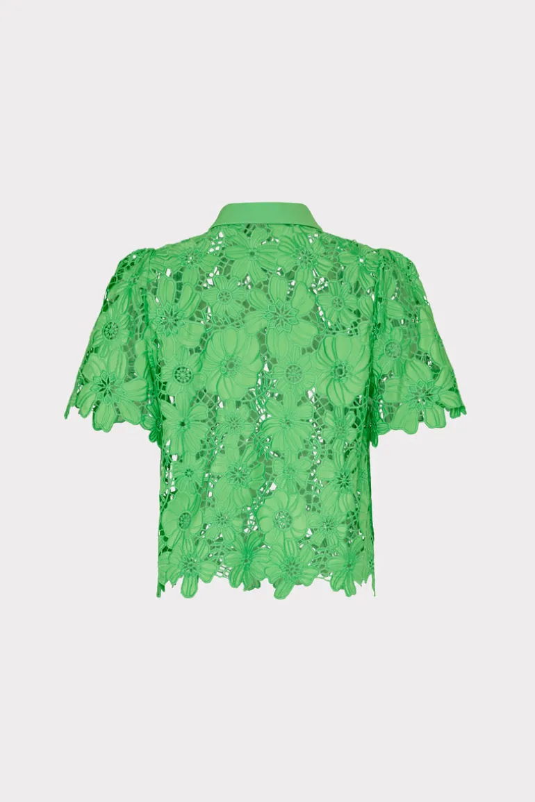 addison_roja_lace_top_3-3.webp Best Sale MILLY Addison Roja Lace Top Green