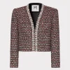 Cheap MILLY Amaya Tweed Crystal Embellished Jacket Scarlet Multi