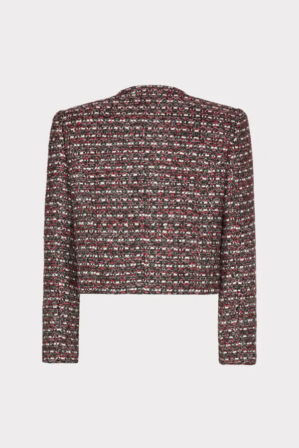 Cheap MILLY Amaya Tweed Crystal Embellished Jacket Scarlet Multi