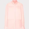 Flash Sale MILLY Andy Satin Combo Button Up Blouse Blush