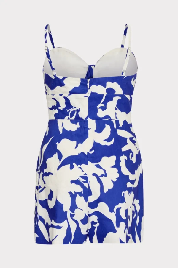 Best MILLY Anya Lily Silhouette Linen Romper Blue/White