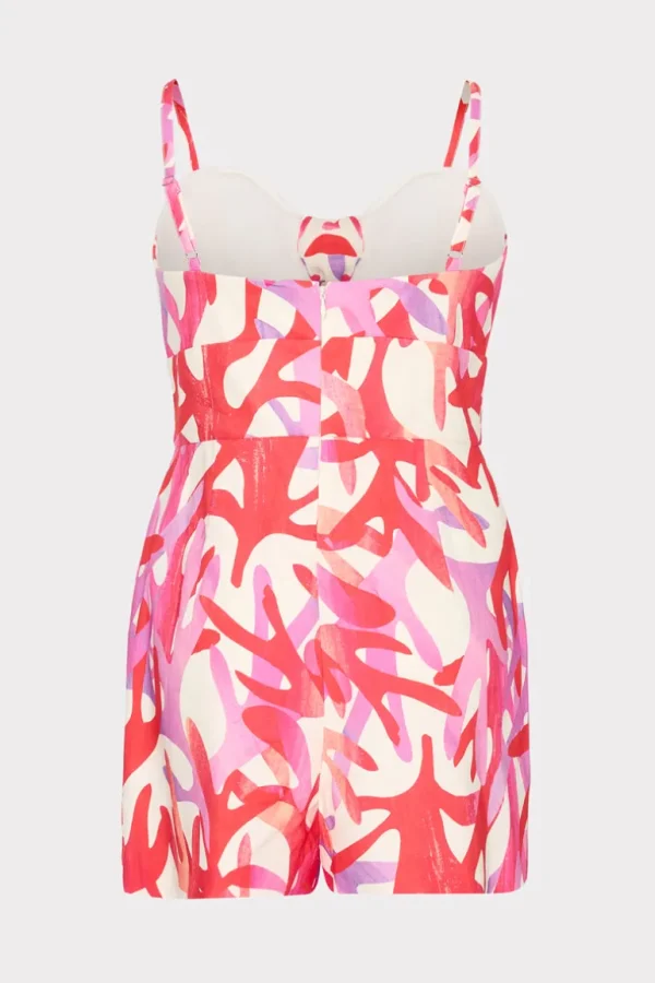 Hot MILLY Anya Under The Sea Linen Romper Pink Multi