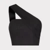 Store MILLY Arantza Draped One Shoulder Top Black