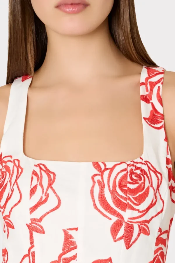 Store MILLY Ariel Rose Embroidery Mini Dress Red/White