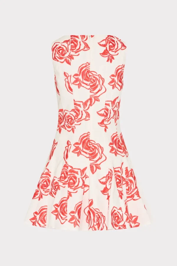 Store MILLY Ariel Rose Embroidery Mini Dress Red/White