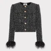 Shop MILLY Aya Beaded Tweed Jacket Black