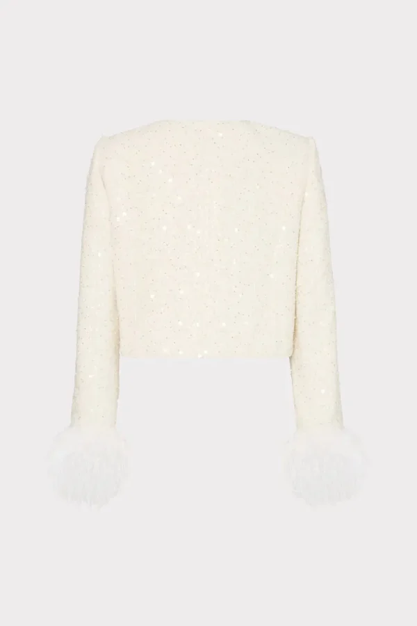 Sale MILLY Aya Beaded Tweed Jacket White