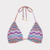 Clearance MILLY Barcelona Metallic Chevron Triangle Bikini Top Blue Multi
