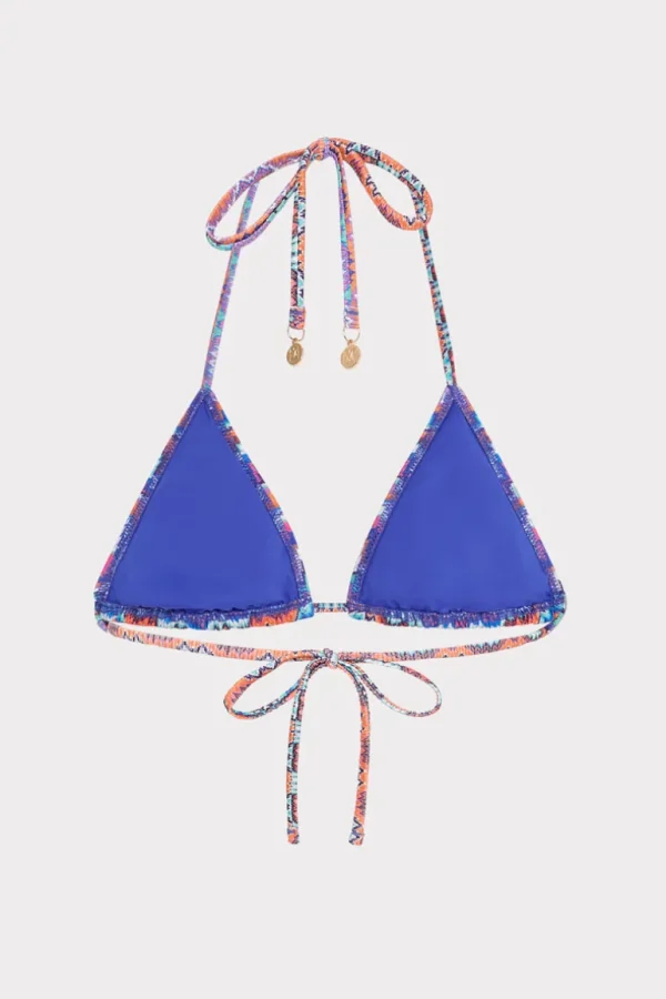 Clearance MILLY Barcelona Metallic Chevron Triangle Bikini Top Blue Multi