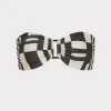 Flash Sale MILLY Barcelona Shimmer Puzzle Bandeau Top Ecru/Black