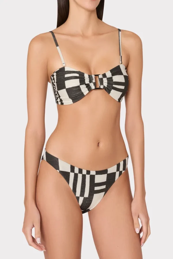 Flash Sale MILLY Barcelona Shimmer Puzzle Bandeau Top Ecru/Black