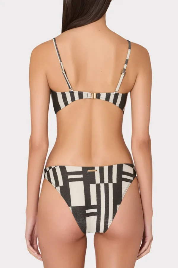 Flash Sale MILLY Barcelona Shimmer Puzzle Bandeau Top Ecru/Black