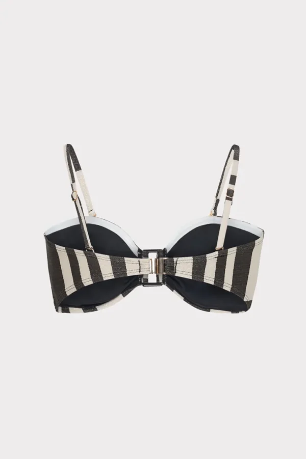 Flash Sale MILLY Barcelona Shimmer Puzzle Bandeau Top Ecru/Black