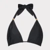 New MILLY Bardot Beaded Halter Bikini Top Black