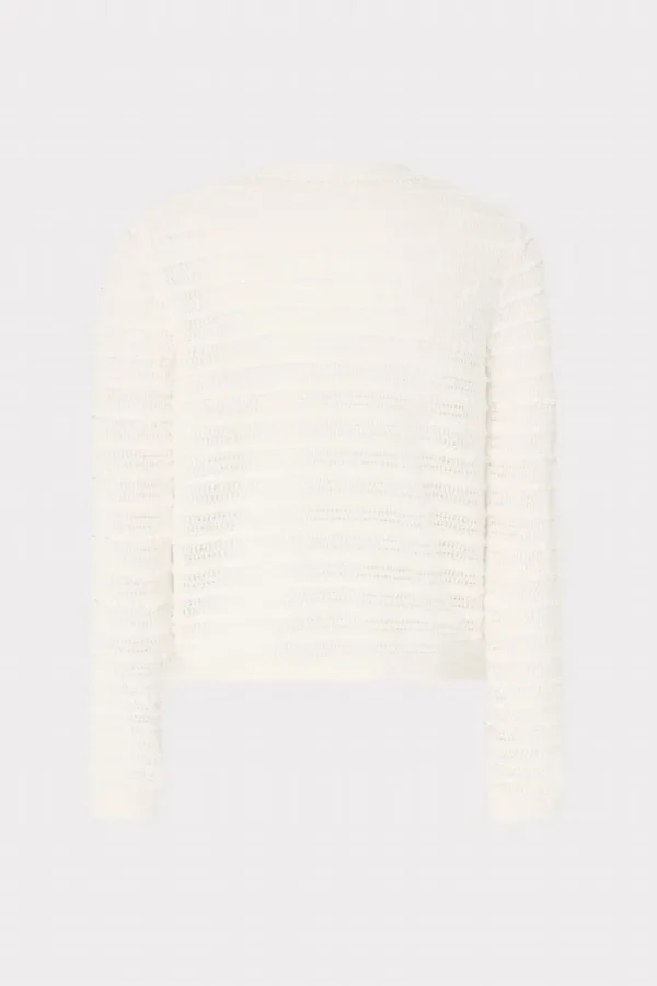Best MILLY Beaded Textured Cardigan Ecru