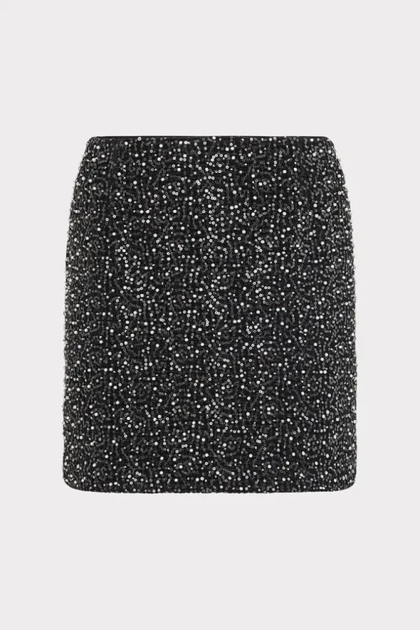 Sale MILLY Beaded Tweed Modern Mini Skirt Black