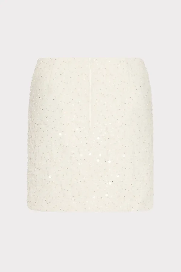 Cheap MILLY Beaded Tweed Modern Mini Skirt White