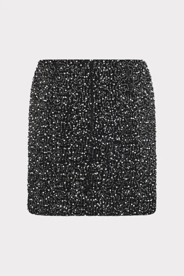 Sale MILLY Beaded Tweed Modern Mini Skirt Black