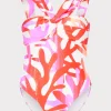 New MILLY Betsy Italian Under The Sea Bandeau One Piece Pink Multi