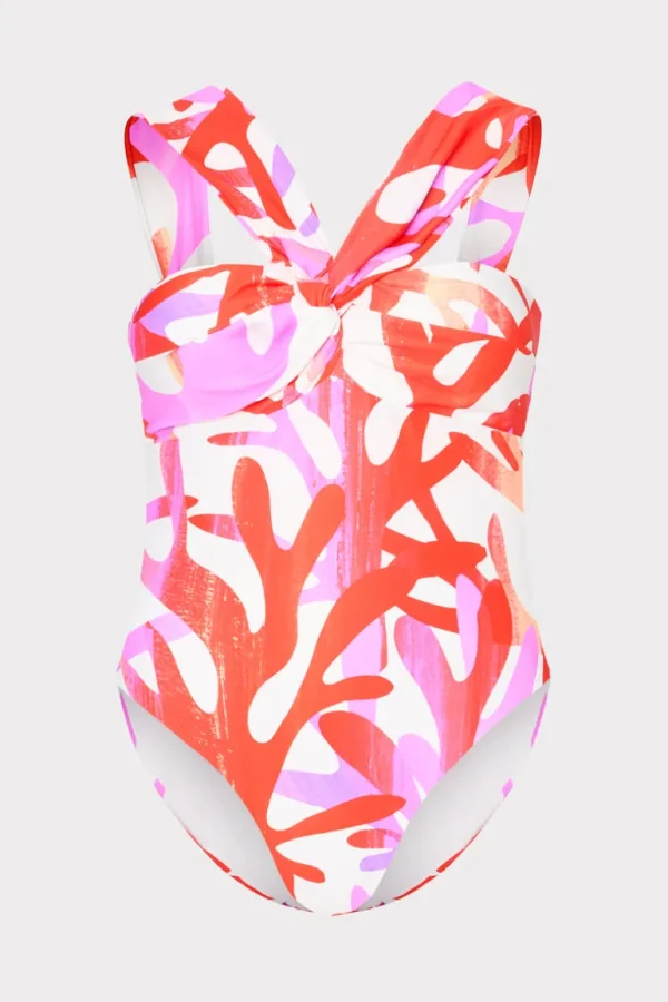 New MILLY Betsy Italian Under The Sea Bandeau One Piece Pink Multi