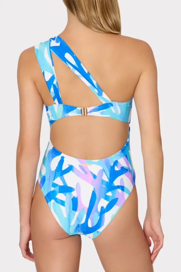 Best MILLY Betsy Italian Under The Sea Bandeau One Piece Blue Multi