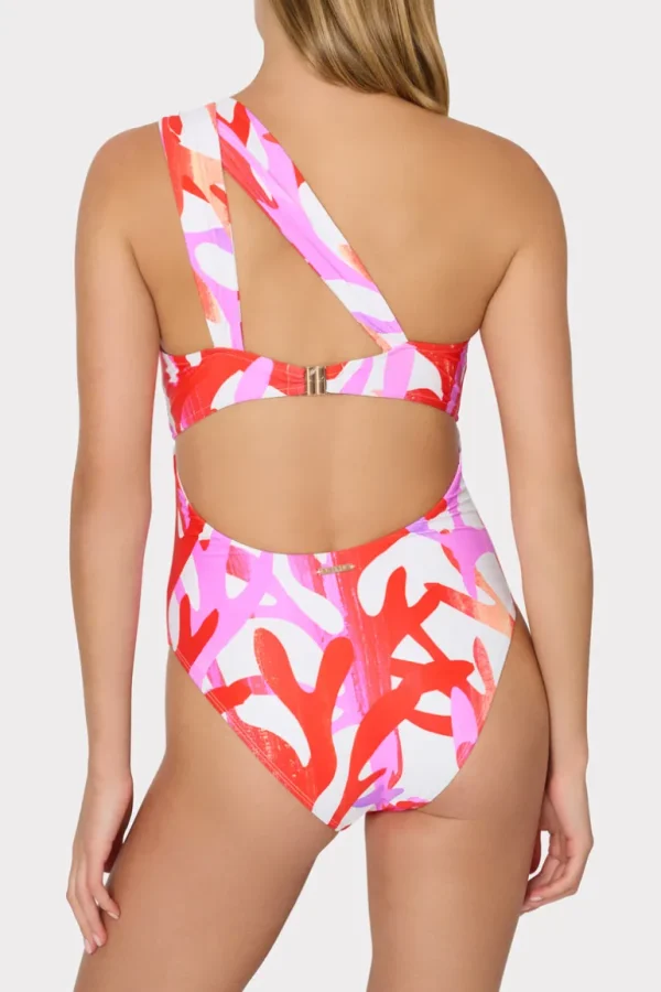 New MILLY Betsy Italian Under The Sea Bandeau One Piece Pink Multi