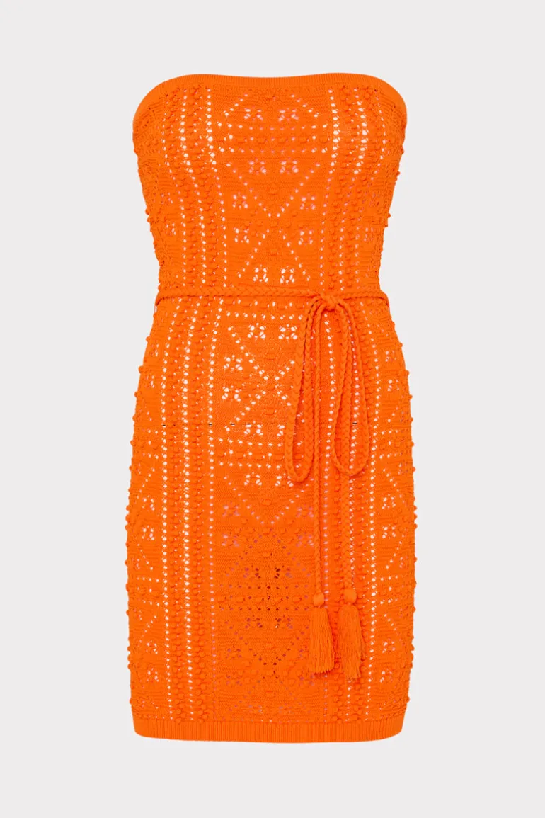 bubble_pointelle_straples_0.webp Hot MILLY Bubble Pointelle Strapless Mini Dress Coral