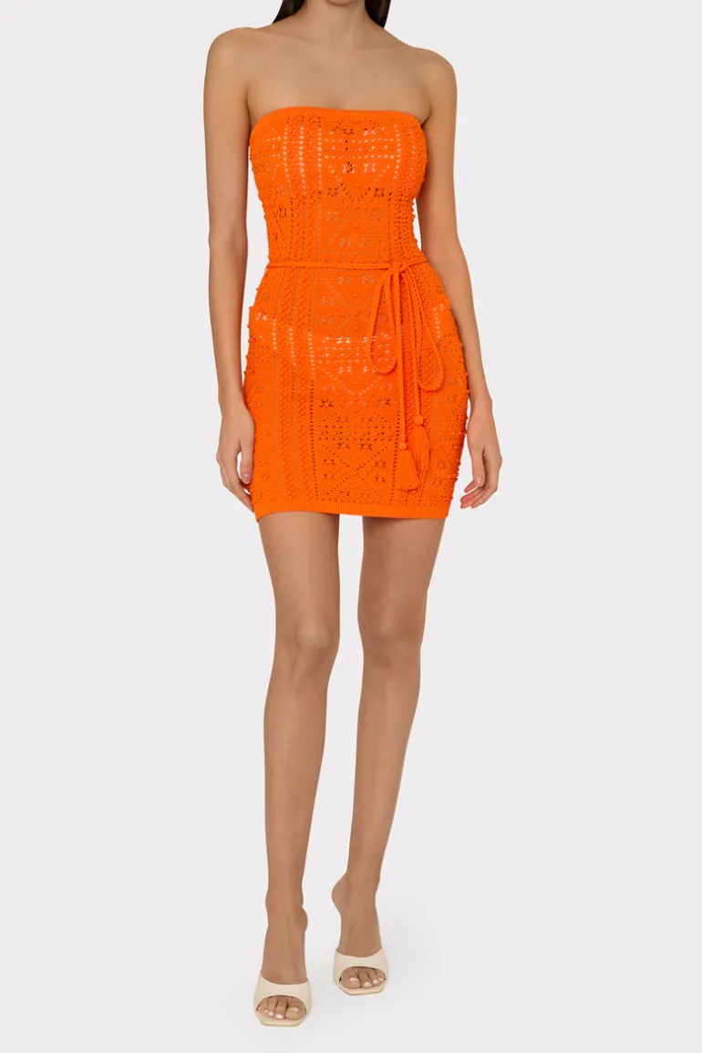 bubble_pointelle_straples_1.webp Hot MILLY Bubble Pointelle Strapless Mini Dress Coral
