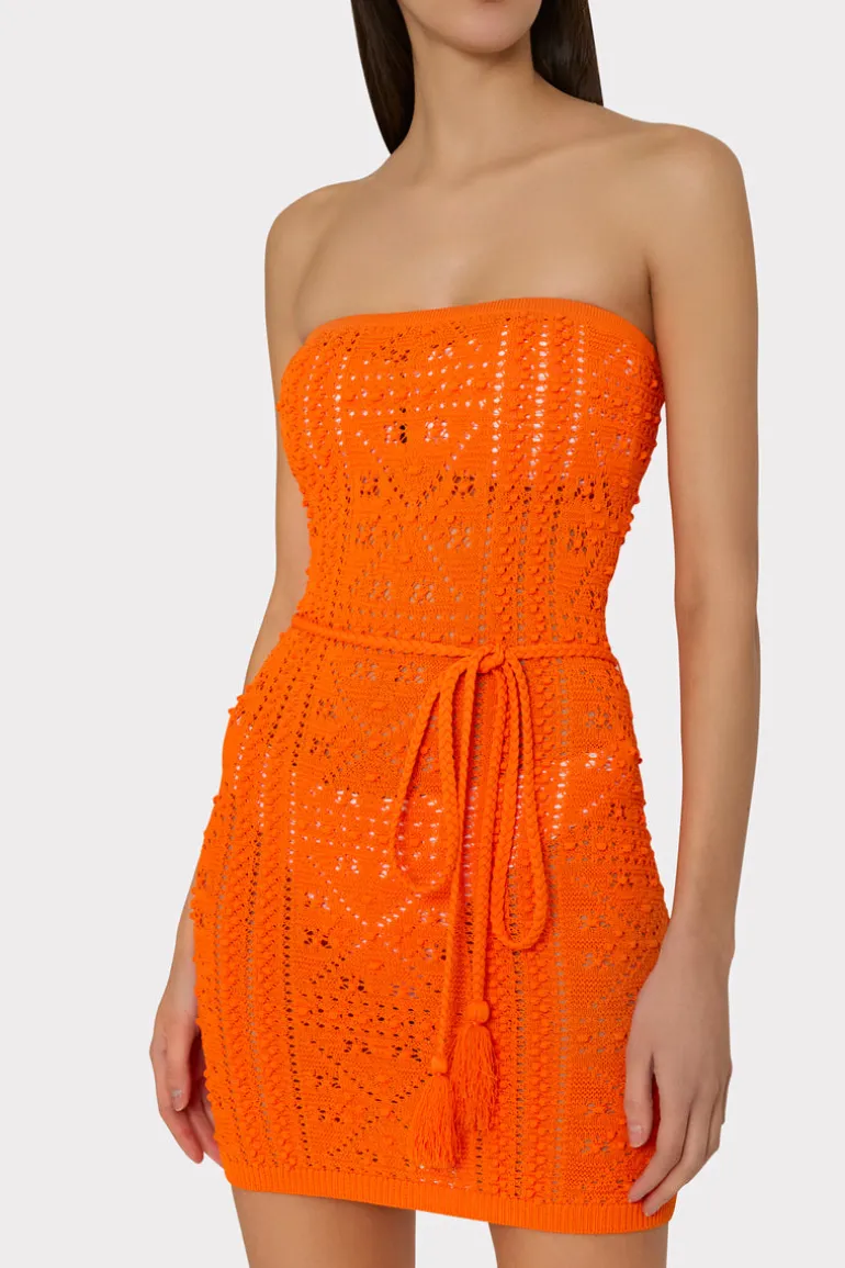 bubble_pointelle_straples_2.webp Hot MILLY Bubble Pointelle Strapless Mini Dress Coral