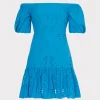 Outlet MILLY Butterfly Eyelet Off The Shoulder Dress Blue