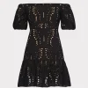 Cheap MILLY Butterfly Eyelet Off The Shoulder Dress Black