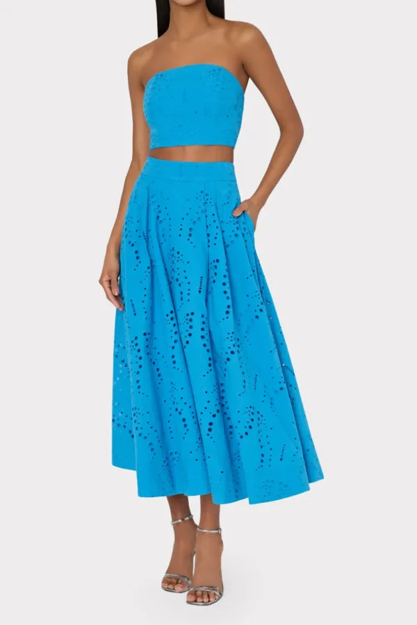 Flash Sale MILLY Butterfly Eyelet Strapless Crop Top Blue
