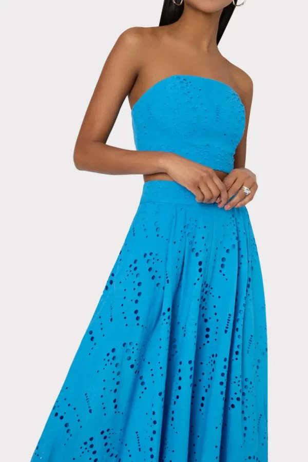 Flash Sale MILLY Butterfly Eyelet Strapless Crop Top Blue