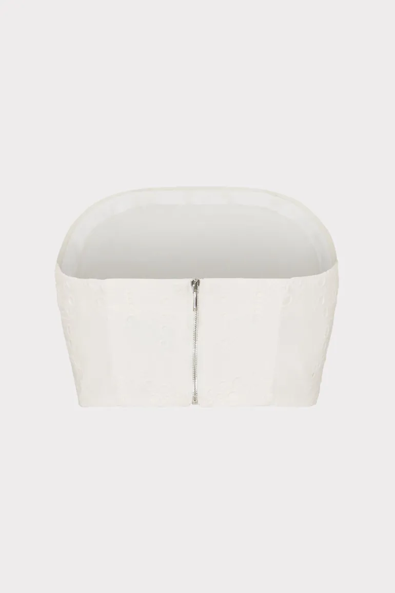 butterfly_eyelet_straples_3.webp Discount MILLY Butterfly Eyelet Strapless Crop Top White