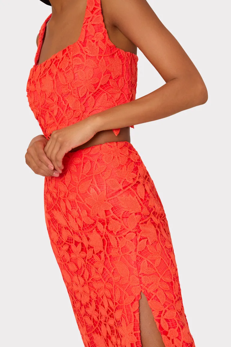 carreen_summer_floral_lac_2.webp Outlet MILLY Carreen Summer Floral Lace Skirt Coral