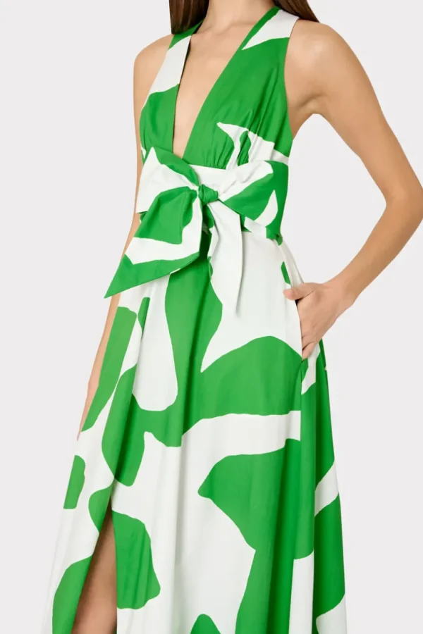Cheap MILLY Catarina Grand Foliage Poplin Maxi Dress Green/White