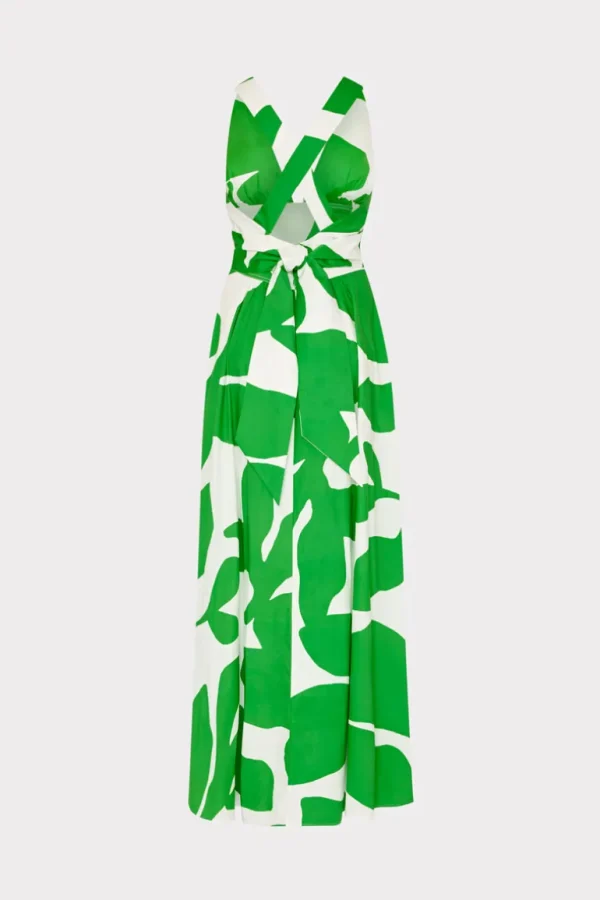 Cheap MILLY Catarina Grand Foliage Poplin Maxi Dress Green/White