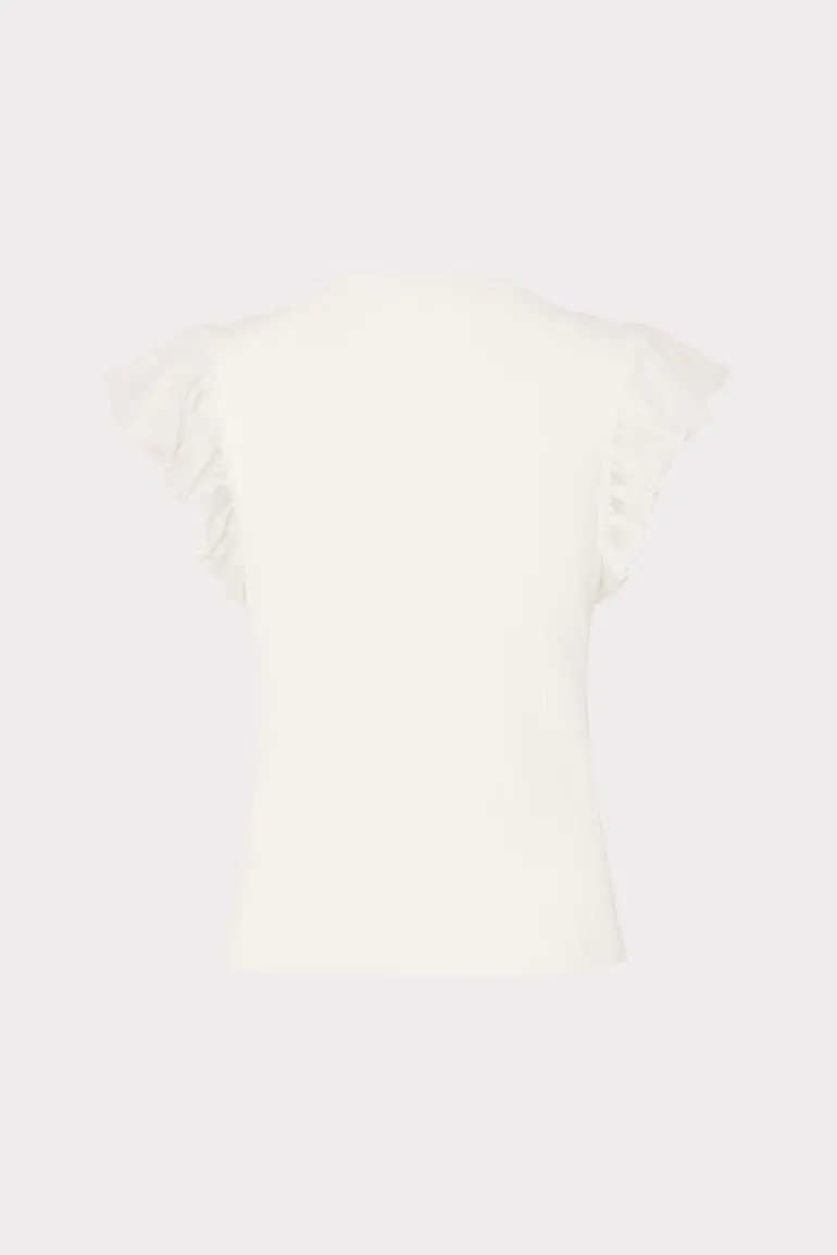 chiffon_flutter_sleeve_kn_3.webp Clearance MILLY Chiffon Flutter Sleeve Knit Top Ecru