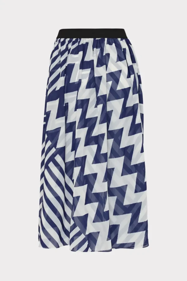 Hot MILLY Convertible Patchwork Chevron Skirt Blue/White