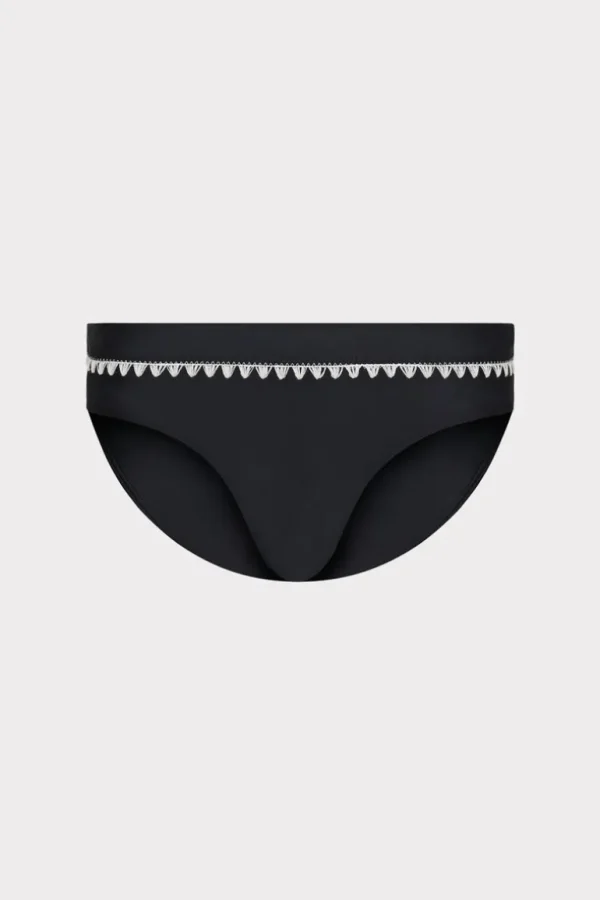 Shop MILLY Crochet Stitch Bikini Bottom Black/White
