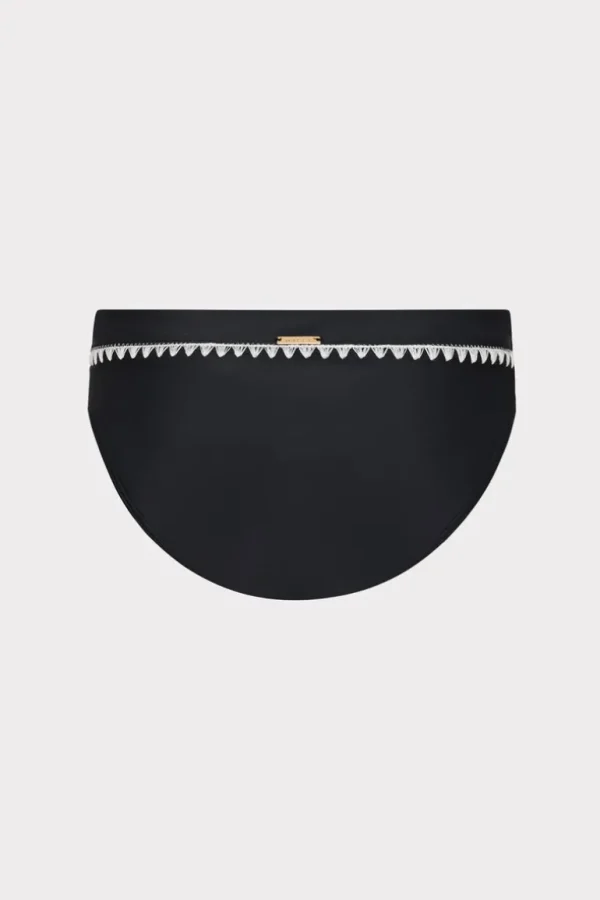 Shop MILLY Crochet Stitch Bikini Bottom Black/White