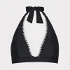 Best Sale MILLY Crochet Stitch Halter Bikini Top Black/White