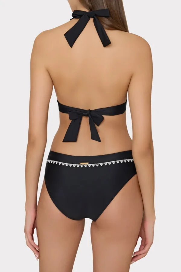 Best Sale MILLY Crochet Stitch Halter Bikini Top Black/White
