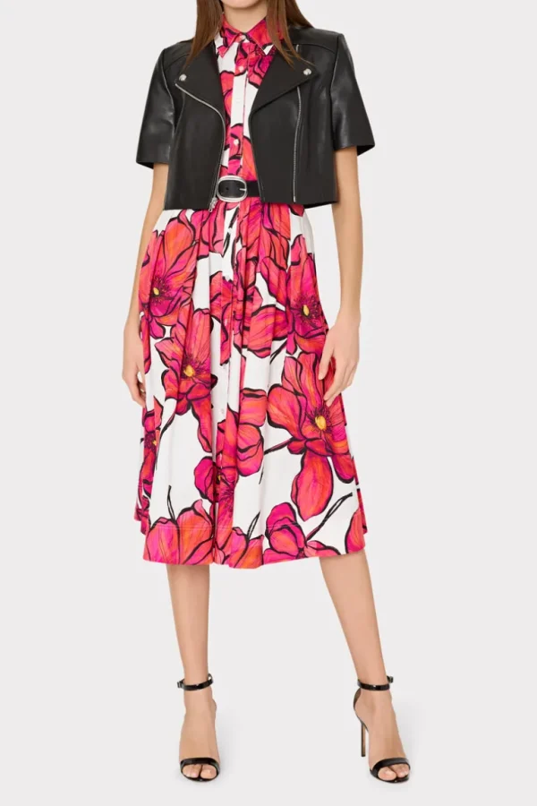 Store MILLY Cropped Short Sleeve Moto Jacket Black